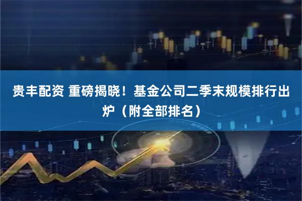 贵丰配资 重磅揭晓！基金公司二季末规模排行出炉（附全部排名）